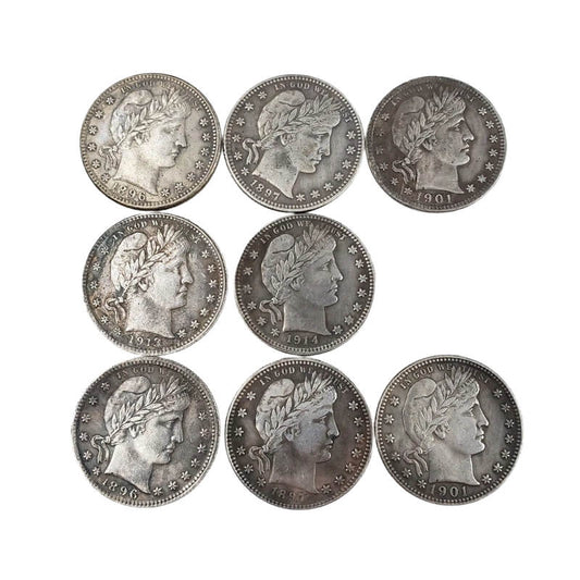 Set of 8 USA Quarter Dollar Coins（1896/97 1901/13/14）s/o-Mint