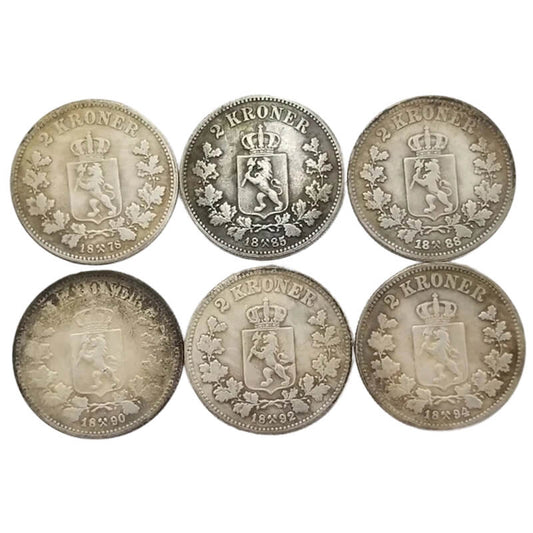 Replica Norwegian 2 Krone Coins (1878,1885,1888,1890,1892,1894,1902)
