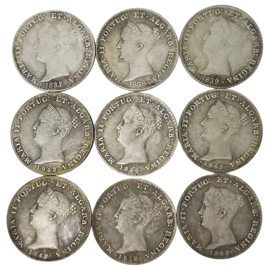 1837,1838,1839,1843-1848,1850,1853 Portugual 500 Reis Coin