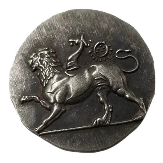 Ancient Greek Bronze Plated-Silver Lion & Pigeon Designs Coin Replica