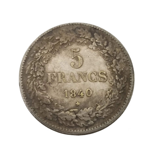 1840 Belgian 5 Franc Replica Coin
