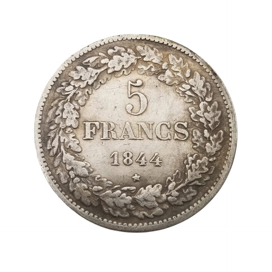 1844 Belgium 5 Franc Coin Replica