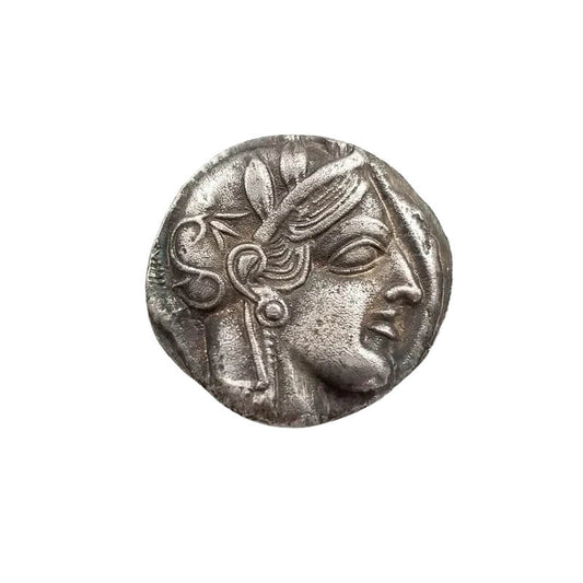 Ancient Greek Athena Goddess AOE Owl Head - Silver Coin