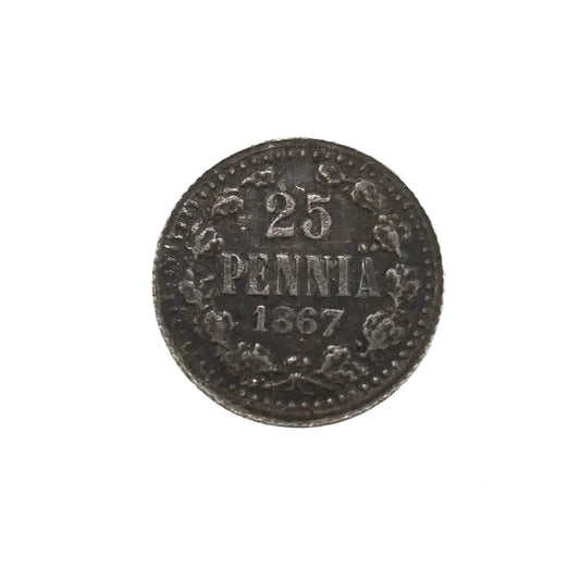 1867 Finnish 25 Pennia Silver Coin Replica