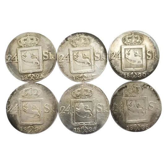 1825/27/30/34/35/36 Norwegian 24 Skilling Silver Coin Replicas