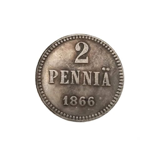 1866 Finnish 2 Pennia Coin Replica