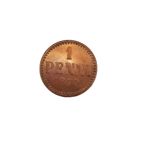 1870 Finland 1 Penni Copper Coin Replica