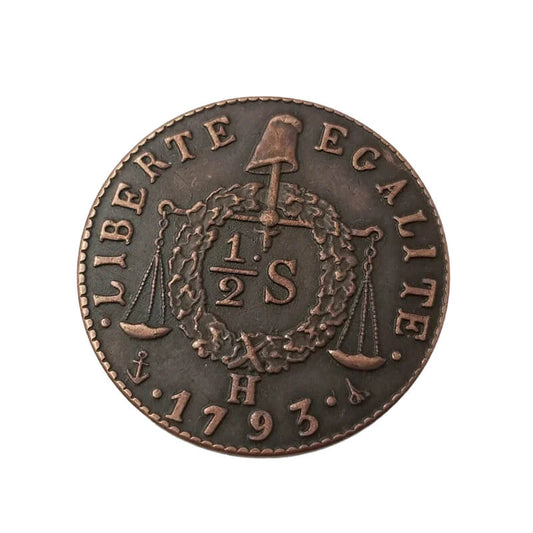 1793 France Half Sous Copper Coin