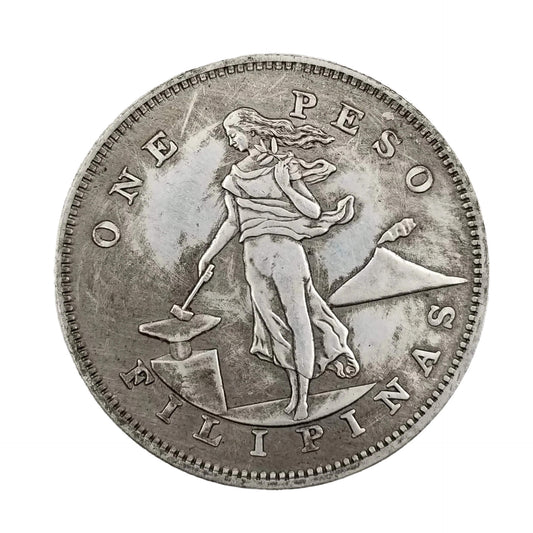 1906 Philippine 1 peso Brass Silver Plated Silver Dollar replica