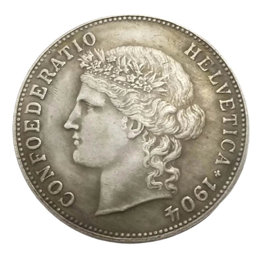 1904-B Swiss 5 FR Replica Confoederatio Helvetica Coin