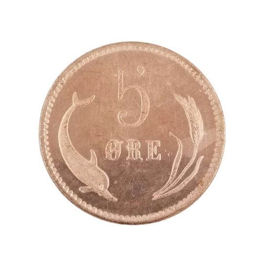1890 Danish 5 Øre Copper Coin Replica