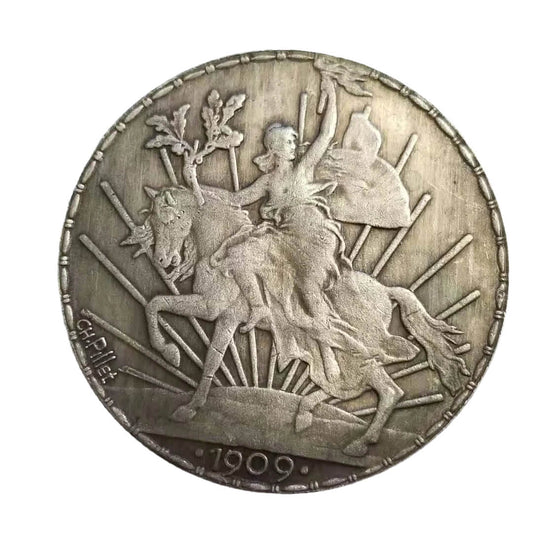 1909 Mexican 1 Peso Coin Replica: Commemorative Edition by CH. Pillet
