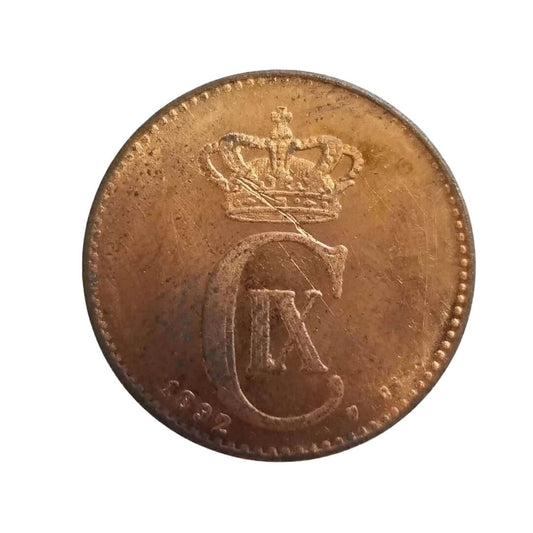 1892 Danish 2 Øre copper Coin